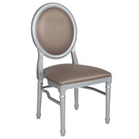Flash Furniture LE-S-T-MON-GG HERCULES Series 900 lb. Capacity King Louis Chair with Taupe Vinyl Back and Seat and Silver Frame